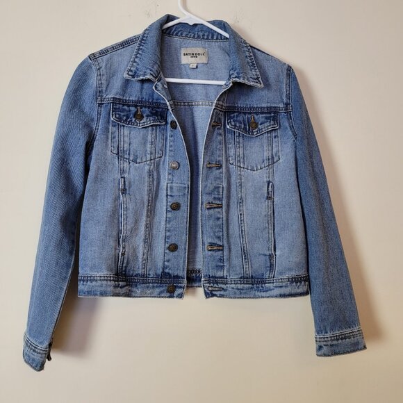 Vintage Satin Doll Jean Jacket womens S blue light/medium crop Y2K 90s 00s retro - Picture 11 of 17